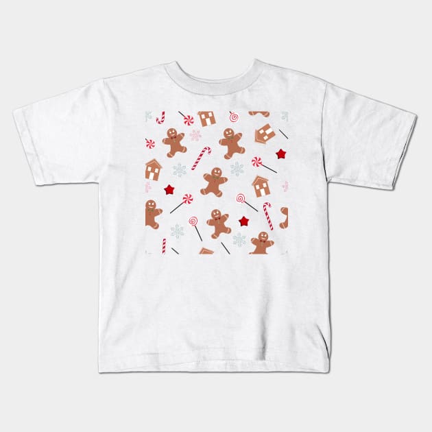 Gingerbread cookies and candies Christmas pattern Kids T-Shirt by GULSENGUNEL